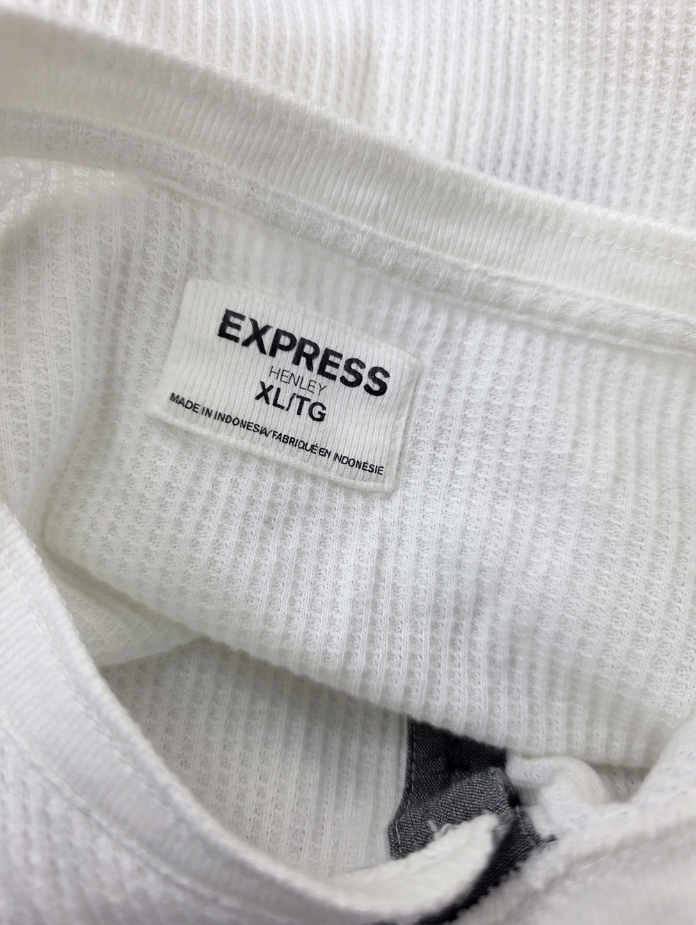 Express Men's White Waffle Knit Henley Long Sleeve Shirt Size XL CQ-3656 - Picture 8 of 9